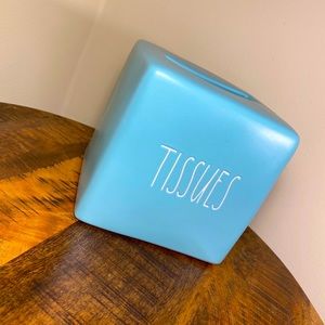 Rae Dunn TISSUES Tiffany blue ceramic box cover